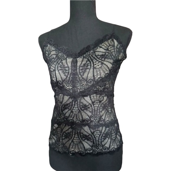 The Limited Tops - VINTAGE THE LIMITED black lace sleeveless cami with beige colored lining